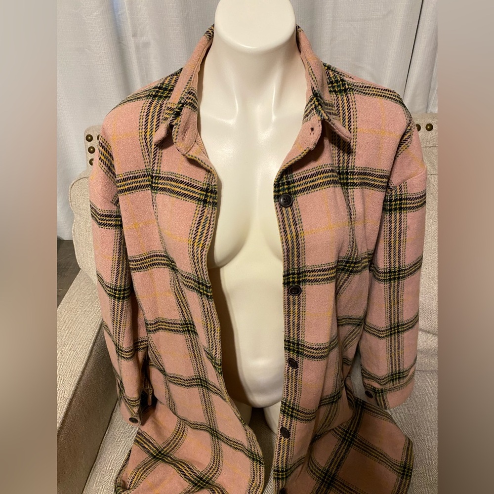 Pink twill button jacket